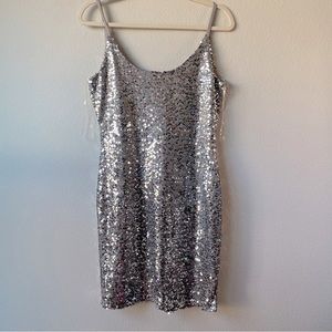 Charlotte Russe Silver Sequins Mini Dress Sz M